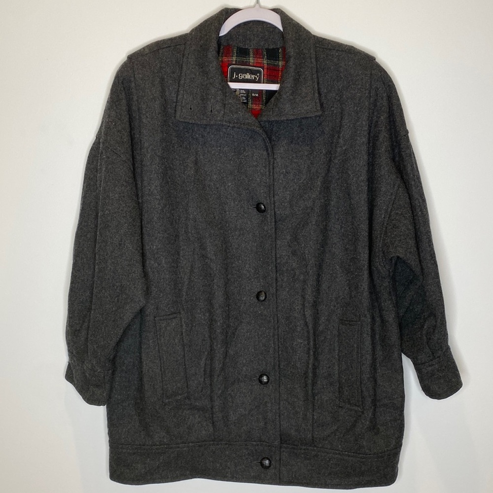 j.gallery Coat Size 13/14 Charcoal Gray 70% Wool/ Flannel Inside.